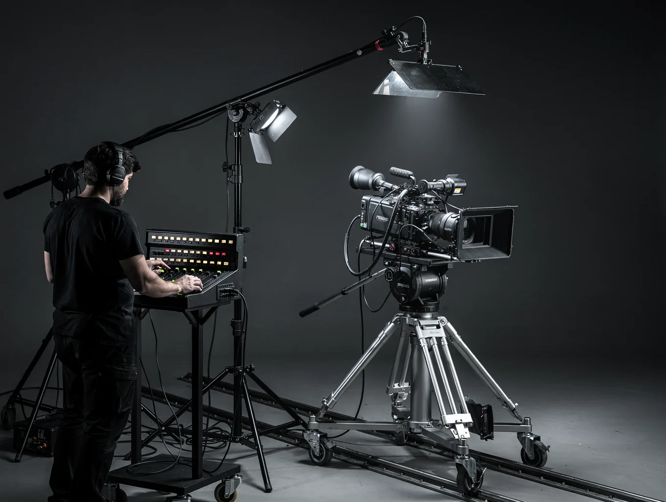 Studio camera setup during high-end commercial photo shoot
