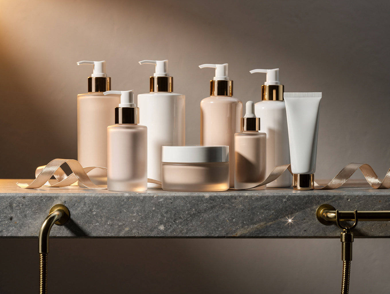 Flacons de cosmétiques de luxe et soins de beauté
